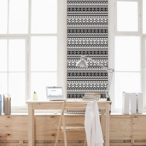 Aztec Black and White Wallpaper