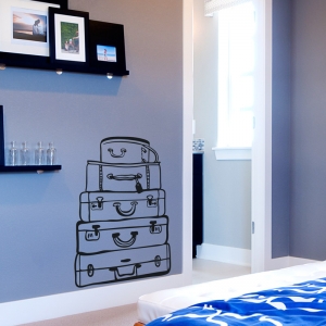 Black Travel Bags Wall Decal