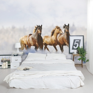 Winter Horses Wall Mural Bedroom