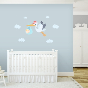 Delivery Stork Boy Printed Wall Decal