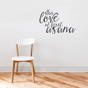 Love at First Asana Black Wall Quote Decal