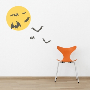 Moon and Bats Printed Wall Decal