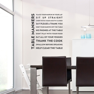 Table Manners Wall Quote Decal