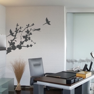 Three Bird Blossom Branch Wall Decal