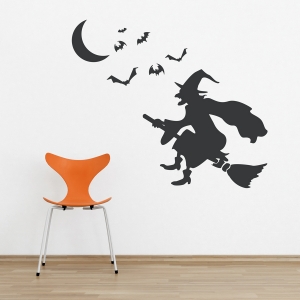 Witch on Broom Wall Decal
