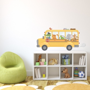 Animal School Bus Printed Wall Decal