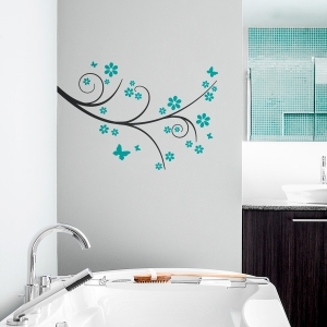 Butterfly Flower Branch Wall Decal