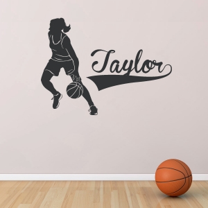 Female Basketball Player Custom Name Wall Decal