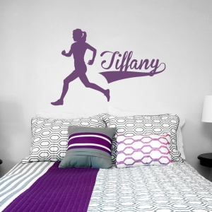 Female Runner Custom Name Wall Decal