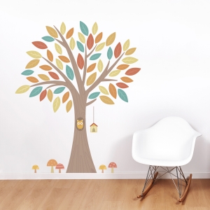 Owl in a Tree Printed Wall Decal