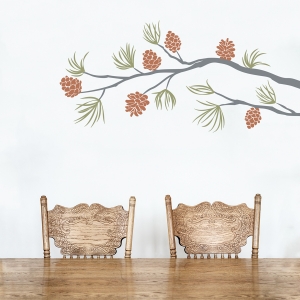 Pine Cone Branch Wall Decal