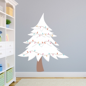 White Christmas Tree Printed Wall Decal