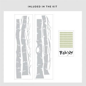 Wide Birch Trees Wall Decal Kit