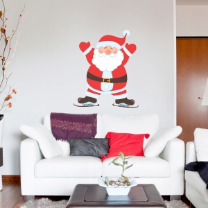 Ice Skating Santa Printed Wall Decal