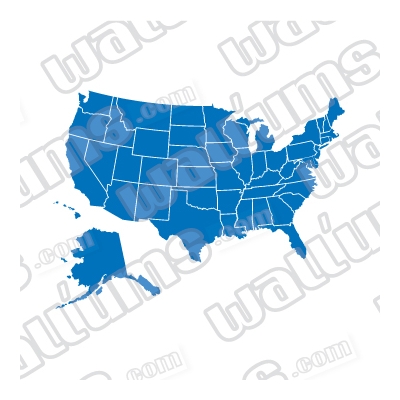 US Map Solid Wall Decal