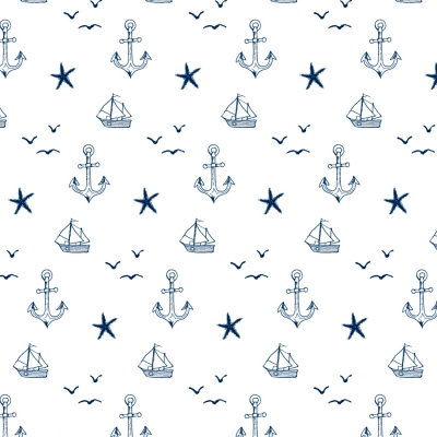 Handdrawn Nautical Removable Wallpaper Tile