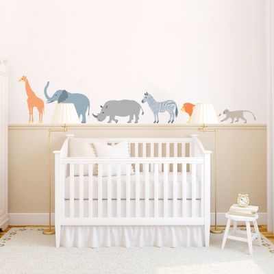 Patterned Safari Animals Printed Wall Decal Set