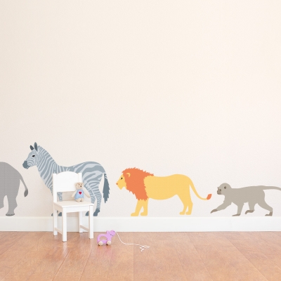 Patterned Safari Animals Printed Wall Decal Set