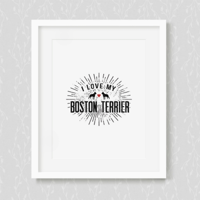 I Love My Boston Terrier Art Print