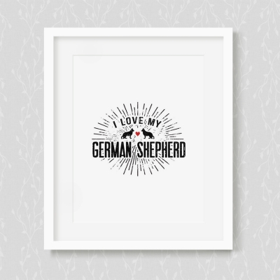 I Love My German Shepherd Art Print