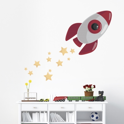 Blast Off Rocketship PrintedWall Decal