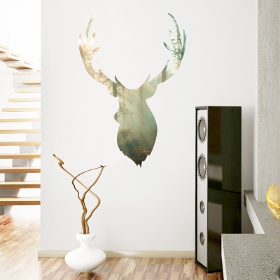 Forest Buck Head Printed Wall Decal