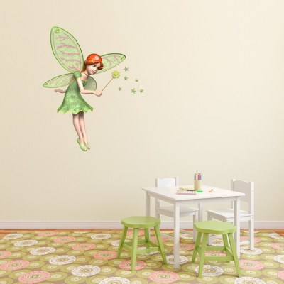 3D Green Fairy Wall Decal