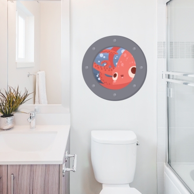 Squid Porthole Printed Wall Decals