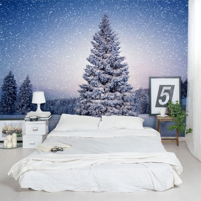 Winter Pine Tree Wall Mural