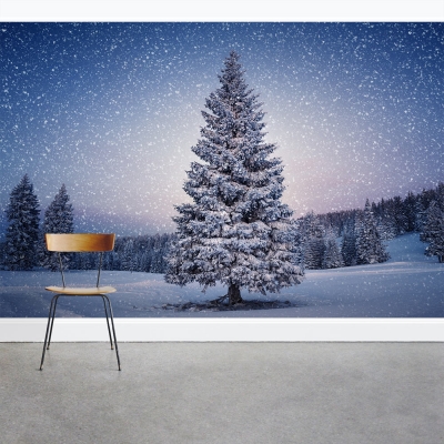 Winter Pine Tree Wall Mural