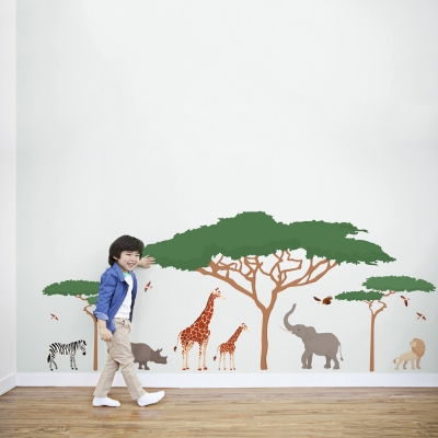 African Safari Animals Printed Wall Decal