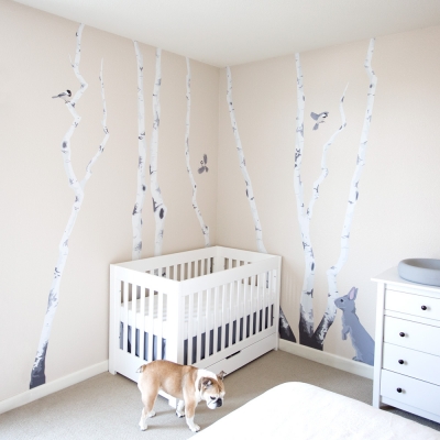 Winter Birch Tree Forest Printed Wall Decal