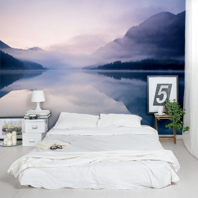 Foggy Mountain Lake Wall Mural