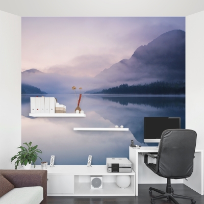 Foggy Mountain Lake Wall Mural