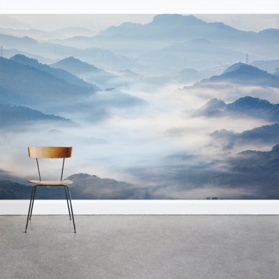 Fog Covered Mountain Wall Mural