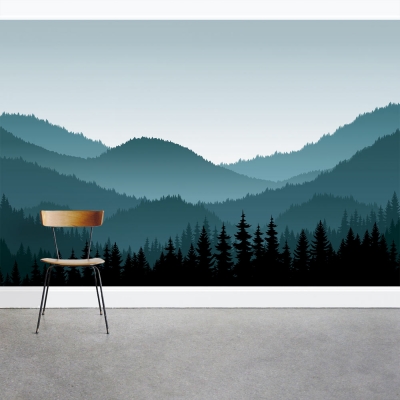 Illustrated Mountain Range Wall Mural