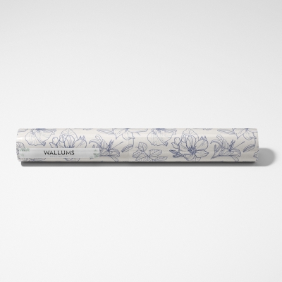 Wallums Dark Blue Floral Outlines Removable Wallpaper Panels