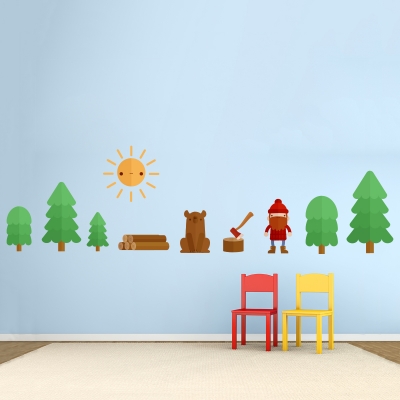 Lumberjack Forest Printed Wall Decal