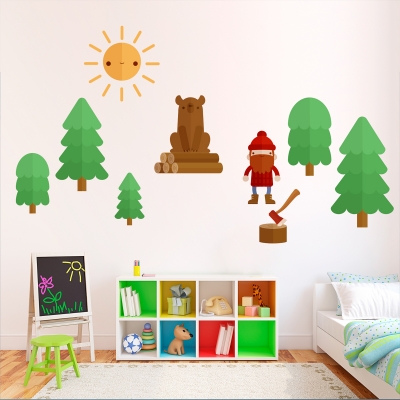 Lumberjack Forest Printed Wall Decal