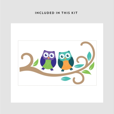 owl on branch animal decal kit