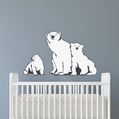 Polar Bear Family Printed Wall Decal