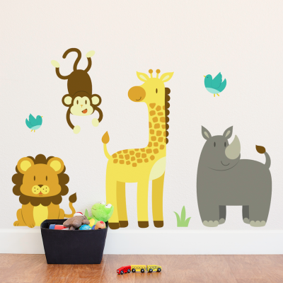 African Safari Animals Printed Wall Decal