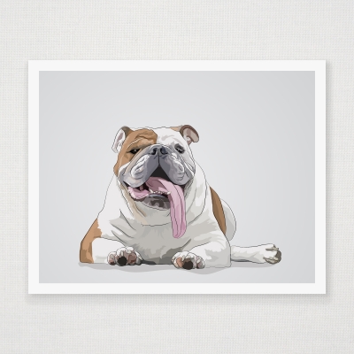 Giant Tongued English BulldogWall Art Print