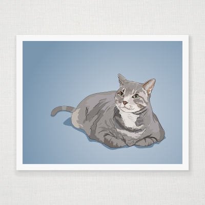 Fat Grey Tabby Cat Art Print