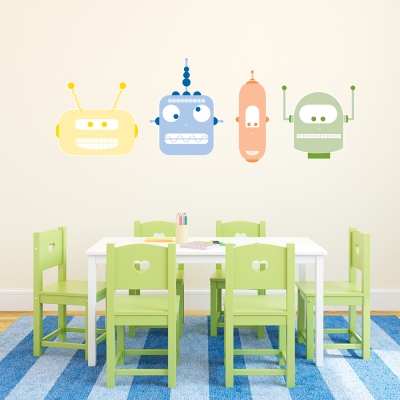 Robot Heads - Printed Wall Decals