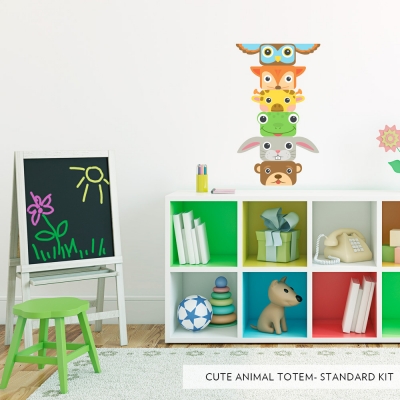 Cute Animal Totem Poll Printed Wall Decal