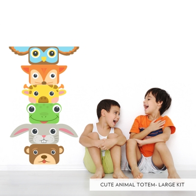 Cute Animal Totem Poll Printed Wall Decal