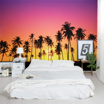 Palm Tree Sunset mural