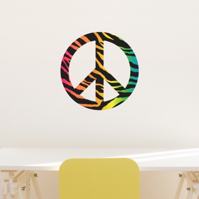 Rainbow Zebra Peace Sign Printed Wall Decal