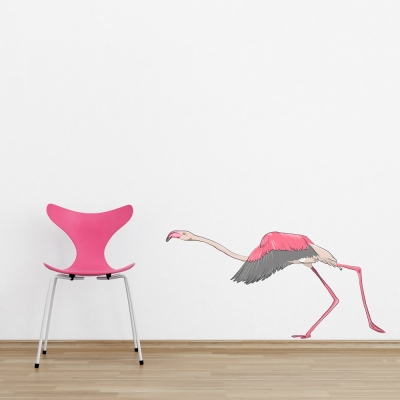 Running Flamingo Printed Wall Decal